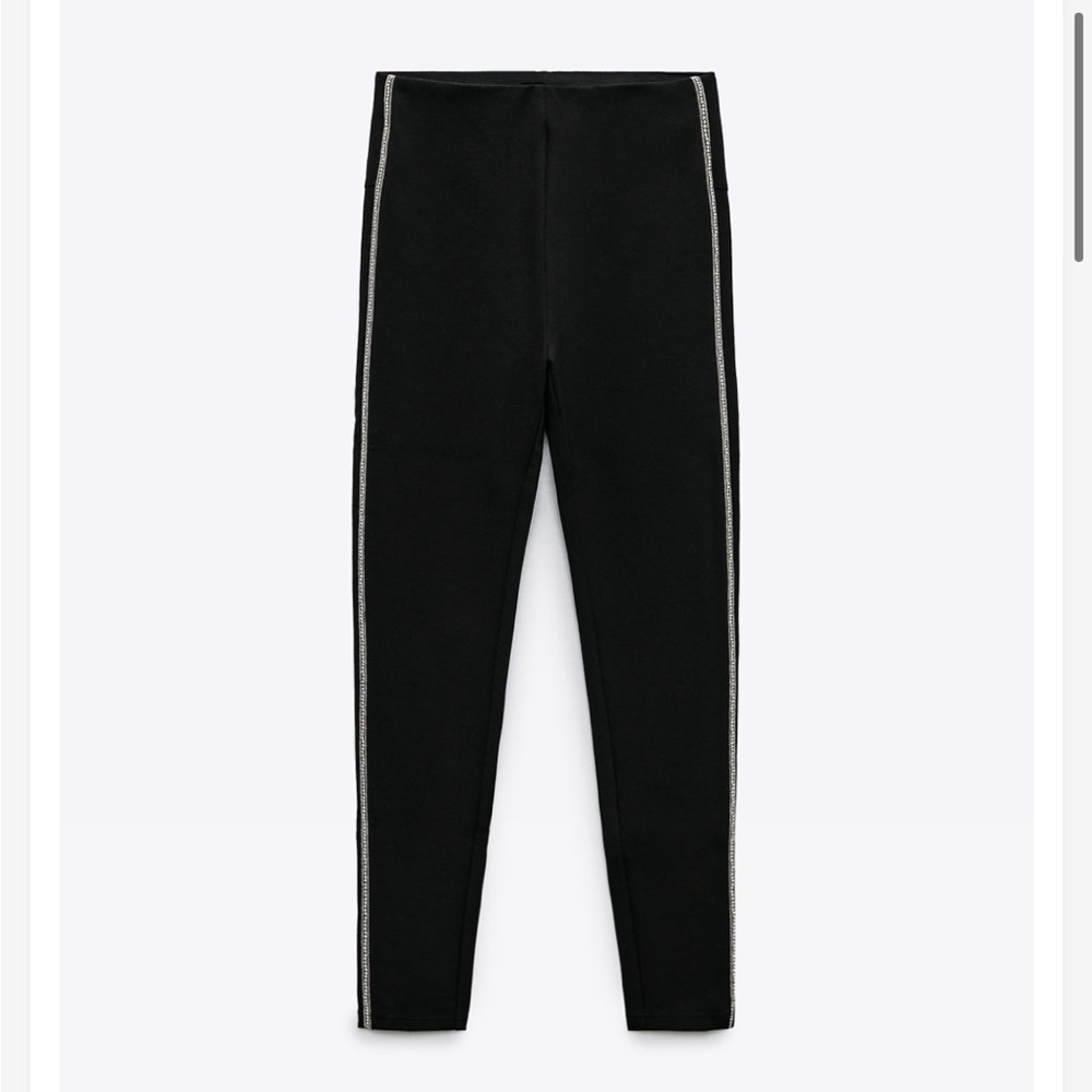 NWT Zara Sparkly Side Stripe Leggings